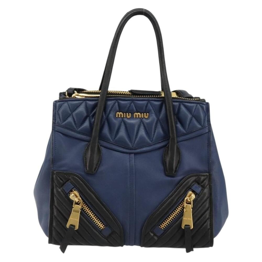 Miu Miu Biker Matelasse Handbag Blue